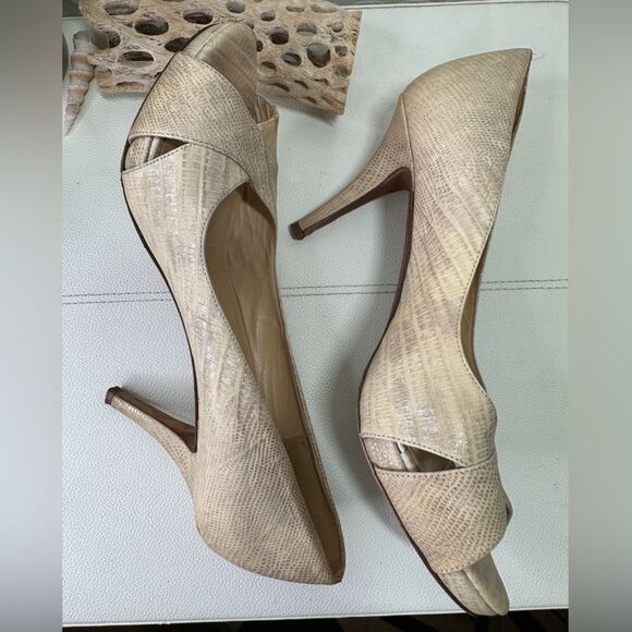 Kate Spade Billie Peep Toe Heels Snake Print Size 8.5 - Picture 2 of 11